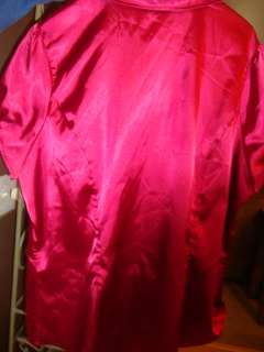 Womans Beautiful Red Satin Blouse 2x with Rhinestone buttons  