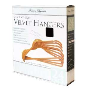   3280 Slim Anti Slip Velvet Hangers, Camel, Set of 24