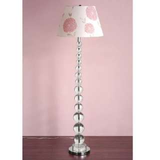   Floor Lamp Lighting Fixture, Chrome with Clear Crystal, Linen Fabric