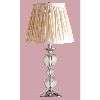 NEW 1 Light Table Lamp, Chrome and Clear Crystal, Faux Silk Fabric 