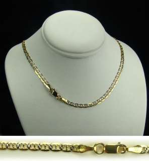 14K Two Tone Yellow Gold Mariner Chain Necklace 3mm 20  