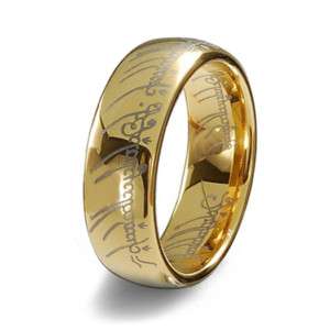 7MM 18K GOLD PLATED TUNGSTEN LOTR THE ONE RING SIZE 6  