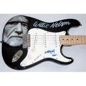 Willie Nelson Autographed Signed Airbrush Guitar Proof PSA/DNA
