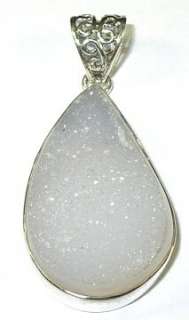 Sterling Silver and Quartz Druzy Crystal pendant. This pendant 