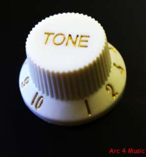Electric Guitar or Bass White Strat Tone Control Knob  