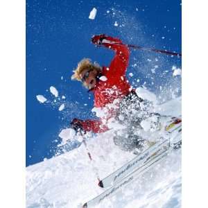  Woman Skiing Downhill, Chamonix, France Premium 
