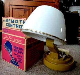 vintage SALON HAIR DRYER w/REMOTE+CURLERS+BOX portable ~GRANT MAID 