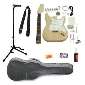 Build Your Own S Style Electric Guitar Kit Bundle with Gig Bag, Guitar 