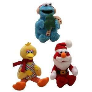 Elmo, Big Bird, & Cookie Monster 7.25 Christmas Holiday Plush Toy Set 