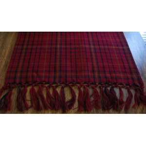   Barn Red, Black and Tan Plaid Table Runner 13 X 36