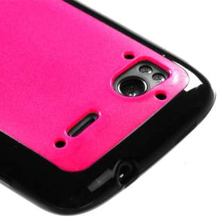 HTC SENSATION 4G T MOBILE GUMMY HYBRID CASE HOT PINK/BLACK  
