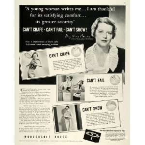 1935 Ad Wondersoft Kotex Feminine Hygiene Pads Tennis   Original Print 