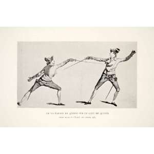  1903 Print Fencing Duel Lunge Parry Foil Sport England 