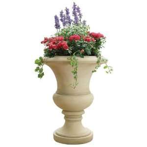   Inch Sunwash White Monaco Fiberglass Urn Planter Patio, Lawn & Garden