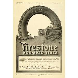  1913 Ad Firestone Non Skid Rubber Tires Automobile Parts 