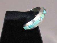 Hopi .925 Sterling Turquoise Corn Row Inlay Bracelet  