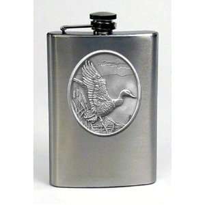  Mallard Duck Pewter Emblem Travel   Hip Flask Stainless 