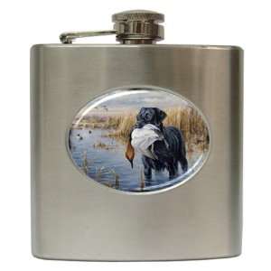  Duck Hunting Black Lab Hip Flask Stainless Steel 6 oz 