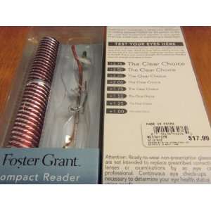  FOSTER GRANT READING GLASSES (1.0 red & silver case 