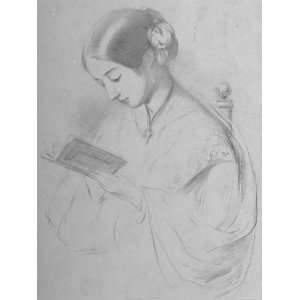 Drawing of Young Nurse Florence Nightingale, Founder of Modern Nursing 