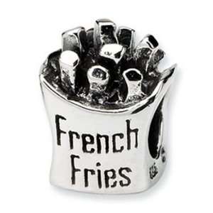   Sterling Silver French Fries Bead Charm Reflection Beads Jewelry