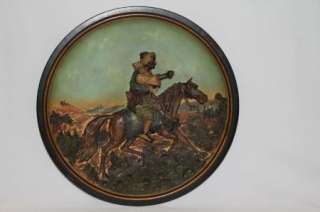 Rare Terracotta Charger of an Arab Horseman by Johann Maresch 