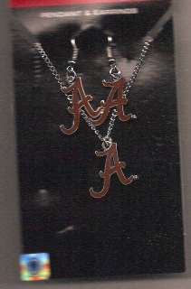   Alabama Crimson Tide Pendant Necklace & Dangle Earrings Jewelry Set