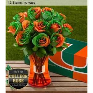 The FTD University Of Miami Hurricanes Rose Flower Bouquet   12 Stems 