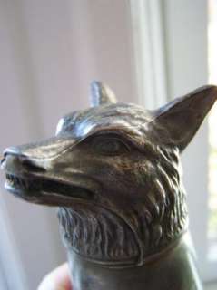 Pewter fox hunt foxhunt stirrup cup, stands on ears. Reversible. JOHN 
