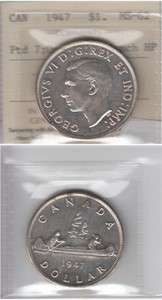 1947 Canada Dollar ICCS Certified MS 62 Ptd 7  