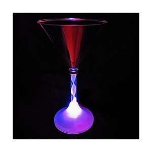  Light up Martini Glass, Spiral Stem, 8 Multi Color 