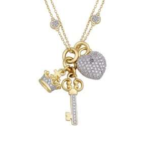   Diamond Accent Heart, Key and Crown Dangle Necklace, 18 Jewelry