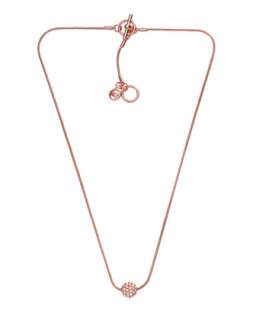 Rose Golden Necklace with Pave Fireball Detail