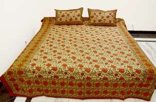 Classic Hand Block Printed Cotton Double Bed Size Bedspread with 