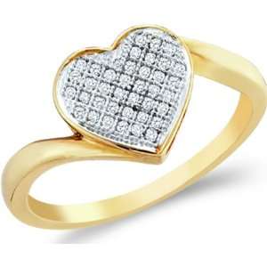    12   10k Yellow and White Two 2 Tone Gold Love Heart Shape Center 