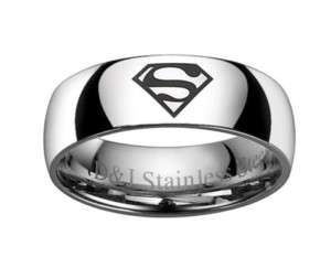 Stainless Steel Superman Mens 8mm RING Size 6 13 STR11  