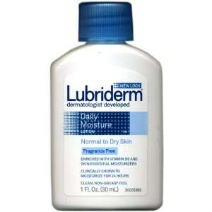 Lubriderm Daily Moisture Loiton Normal to Dry Skin Fragrance Free 1 oz