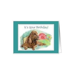  Funny, Its Your Birthday, Wrinkled Hound Dog Card Health 