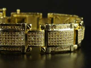 ICED OUT MENS YELLOW GOLD FINISH CZ BRACELET  