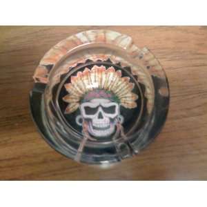  Glass Ashtray Skull Indian Automotive