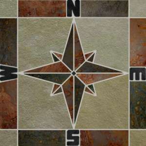 32 NATURAL Slate Compass Rose Mosaic Tile Medallion  