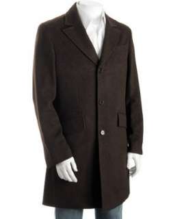 Cole Haan chocolate wool blend woven twill coat   
