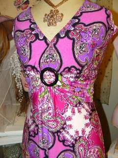 GLAMOUR GIRL Slinky Curvy PINK PAISLEY Sexy DRESS 14  