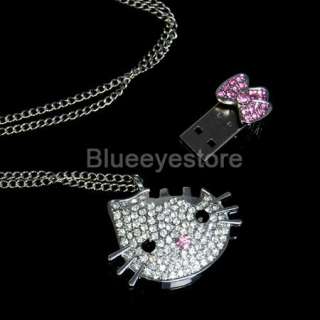   Crystal HelloKitty Necklace Jewelry USB 2.0 Flash Memory Pen Drive