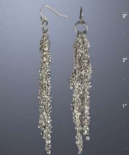 Kenneth Jay Lane silver and crystal long dangling earrings   