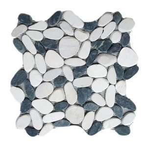   Cut Stone Pebble Black Mosaic Tile Kitchen, Bathroom Backsplash Tiling