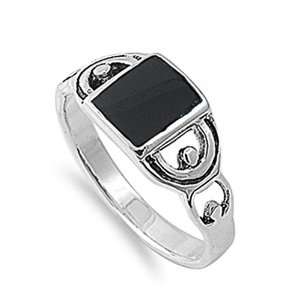   & Engagement Ring Black Onyx Ladies Ring 9MM ( Size 5 to 9) Size 5