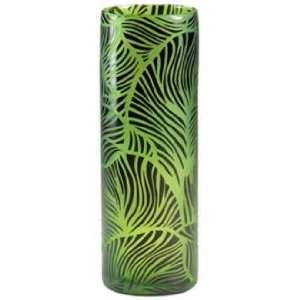  Willow Large Green and Black Glass Vase