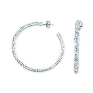  Sterling Silver Crystal Large Hoop Earrings Jewelry