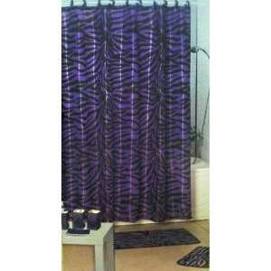   Purple Print Bathroom Rug Shower Curtain Mat / Rings